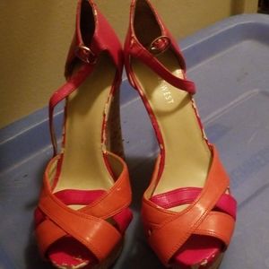 Nine West wedge heels Orange, Red and Pink
